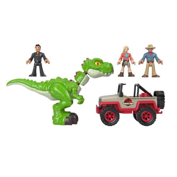 Imaginext Jurassic World T. Rex Dinosaur Toy Set With Dr. Sattler, Dr. Grant & Ian Malcolm, 5 Pieces HMF00