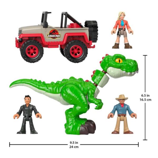 Imaginext Jurassic World T. Rex Dinosaur Toy Set With Dr. Sattler, Dr. Grant & Ian Malcolm, 5 Pieces HMF00 - Image 2