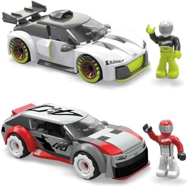 MEGA Hot Wheels Toy Car Building Sets, Real World Racers Collection with 1 Figure, Audi R8 LMS Gt2 Or Audi Rs 6 GTO HHL94 - Image 5