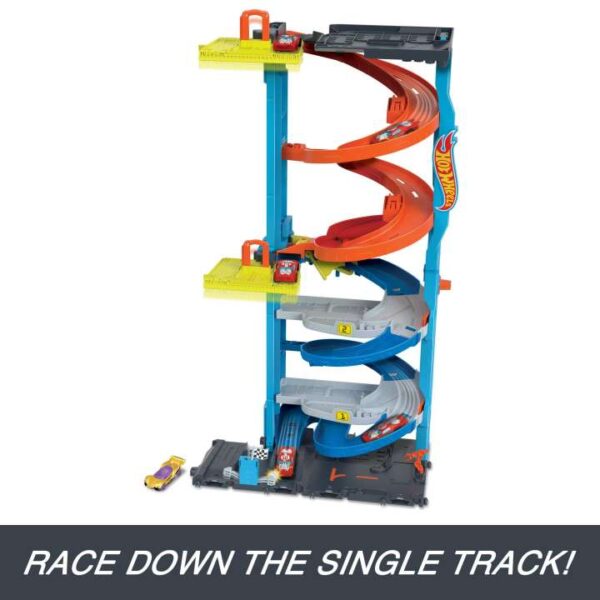 Hot Wheels City Track Set With 1 Toy Car, Transforming Race Tower Playset HKX43 - Image 5