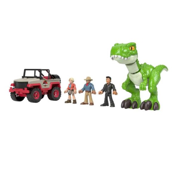 Imaginext Jurassic World T. Rex Dinosaur Toy Set With Dr. Sattler, Dr. Grant & Ian Malcolm, 5 Pieces HMF00 - Image 5