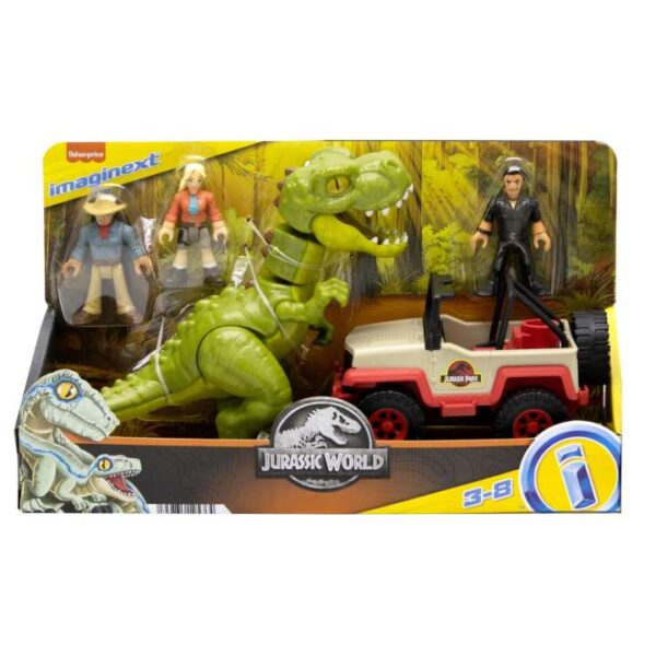 Imaginext Jurassic World T. Rex Dinosaur Toy Set With Dr. Sattler, Dr. Grant & Ian Malcolm, 5 Pieces HMF00 - Image 6