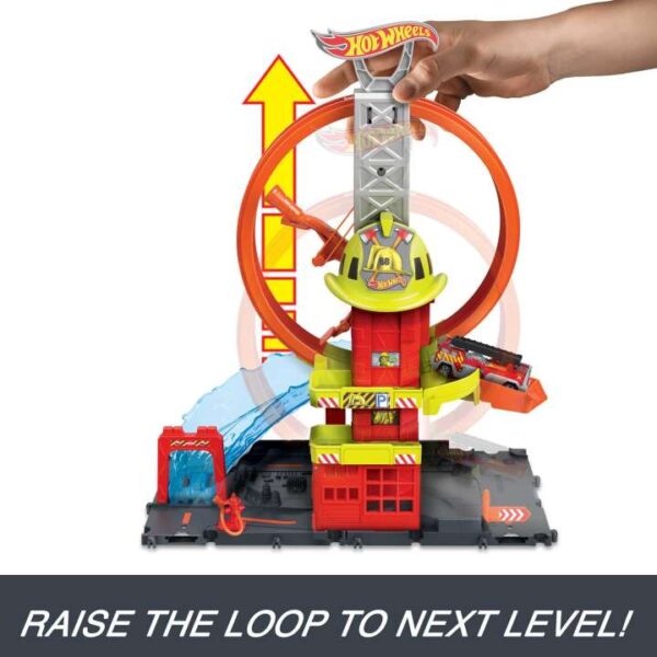 Hot Wheels City Super Loop Fire Station Playset, Track Set With 1 Toy Car HKX41 - Image 4