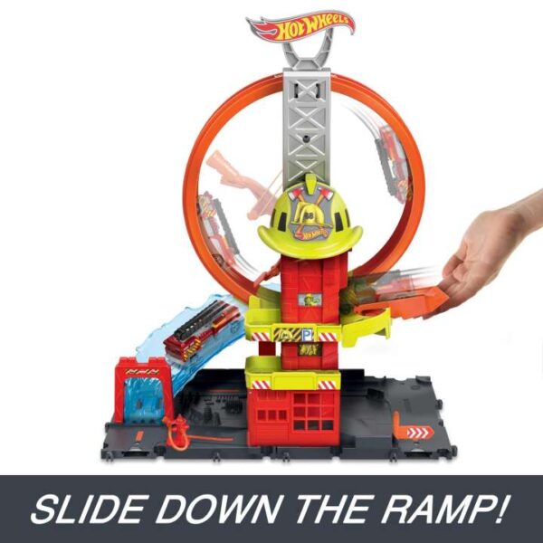 Hot Wheels City Super Loop Fire Station Playset, Track Set With 1 Toy Car HKX41 - Image 5