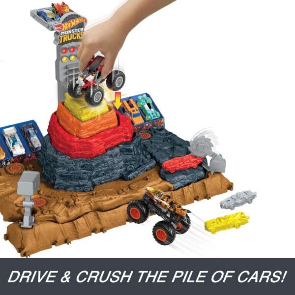 Hot Wheels Monster Trucks Arena Smashers Bone Shaker Ultimate Crush Yard With 1 Vehicle HNB96 - Image 3