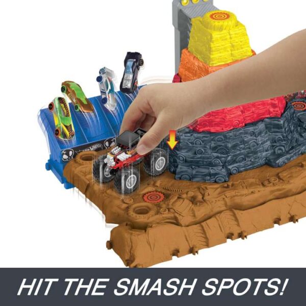 Hot Wheels Monster Trucks Arena Smashers Bone Shaker Ultimate Crush Yard With 1 Vehicle HNB96 - Image 5