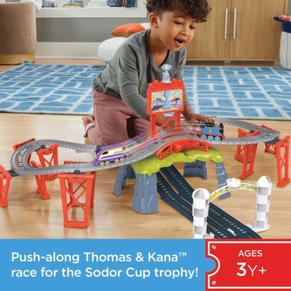 Thomas & Friends Race For the Sodor Cup Set With Thomas & Kana Push-Along Engines & Track HFW03 - Image 2