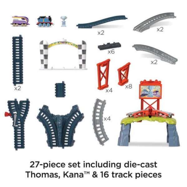 Thomas & Friends Race For the Sodor Cup Set With Thomas & Kana Push-Along Engines & Track HFW03 - Image 4