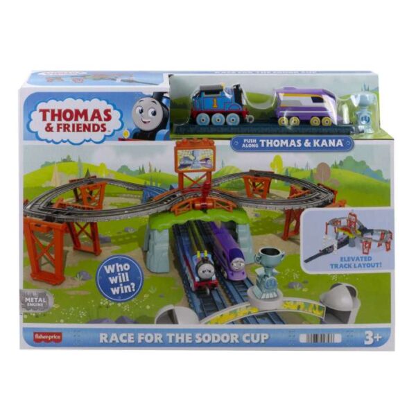 Thomas & Friends Race For the Sodor Cup Set With Thomas & Kana Push-Along Engines & Track HFW03 - Image 6