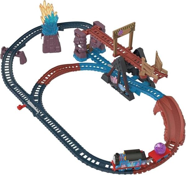 Thomas and Friends Toy Train Set with Motorized Thomas Train and Tipping Bridge, 8 Feet of Track, Crystal Caves Adventure Set 6HMC28