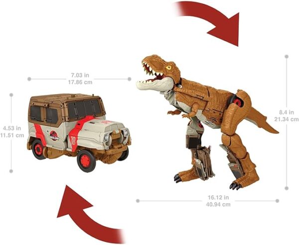 Jurassic World Transforming Toy, Tyrannosaurus T Rex Dinosaur to Off Road Truck Vehicle HPD38 - Image 4